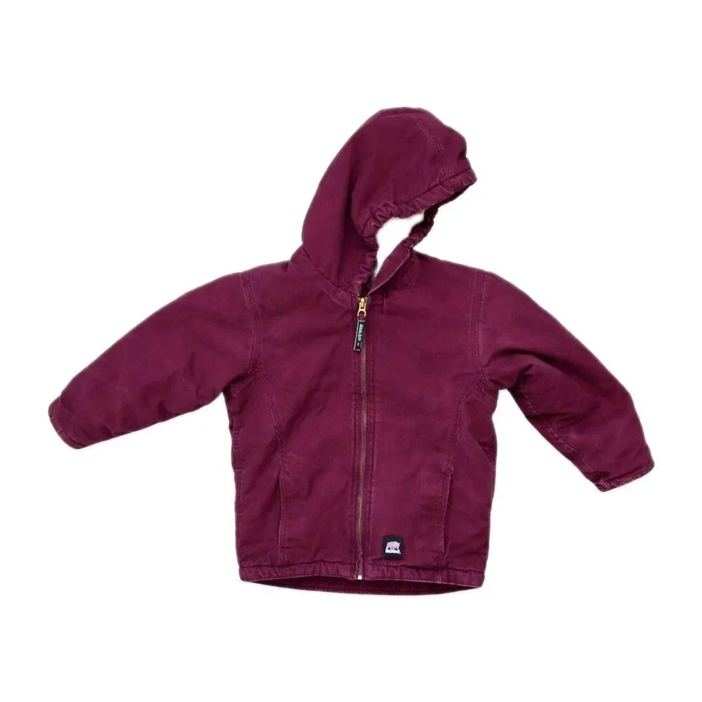 Berne Youth Hooded Chore Jacket Size S Purple Sherpa Lined Zip Up Coat GUC